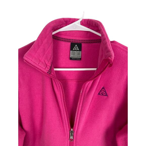 Nike ACG Jacket Pink Fleece Full Zip Sweater Pockets Warm Layer Hot Pink Small - Picture 4 of 14
